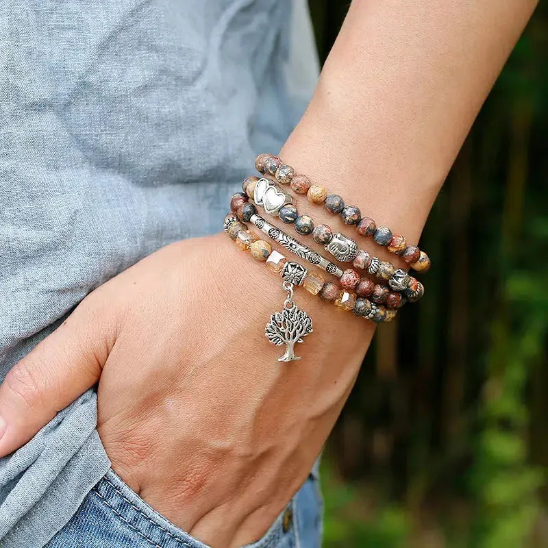 Mala 108 perles en Jaspe léopard avec charm au choix