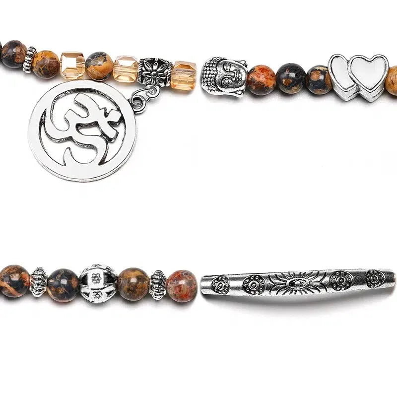 Mala 108 perles en Jaspe léopard avec charm au choix