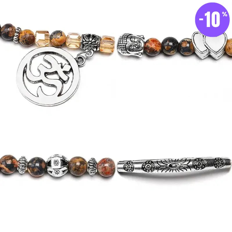 Mala 108 perles en Jaspe léopard avec charm au choix