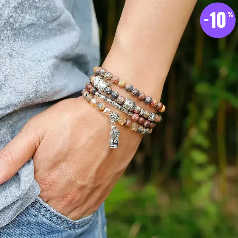 Mala 108 perles en Jaspe léopard avec charm au choix