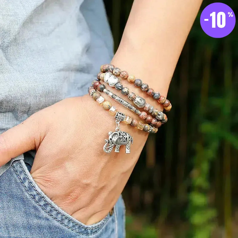 Mala 108 perles en Jaspe léopard avec charm au choix