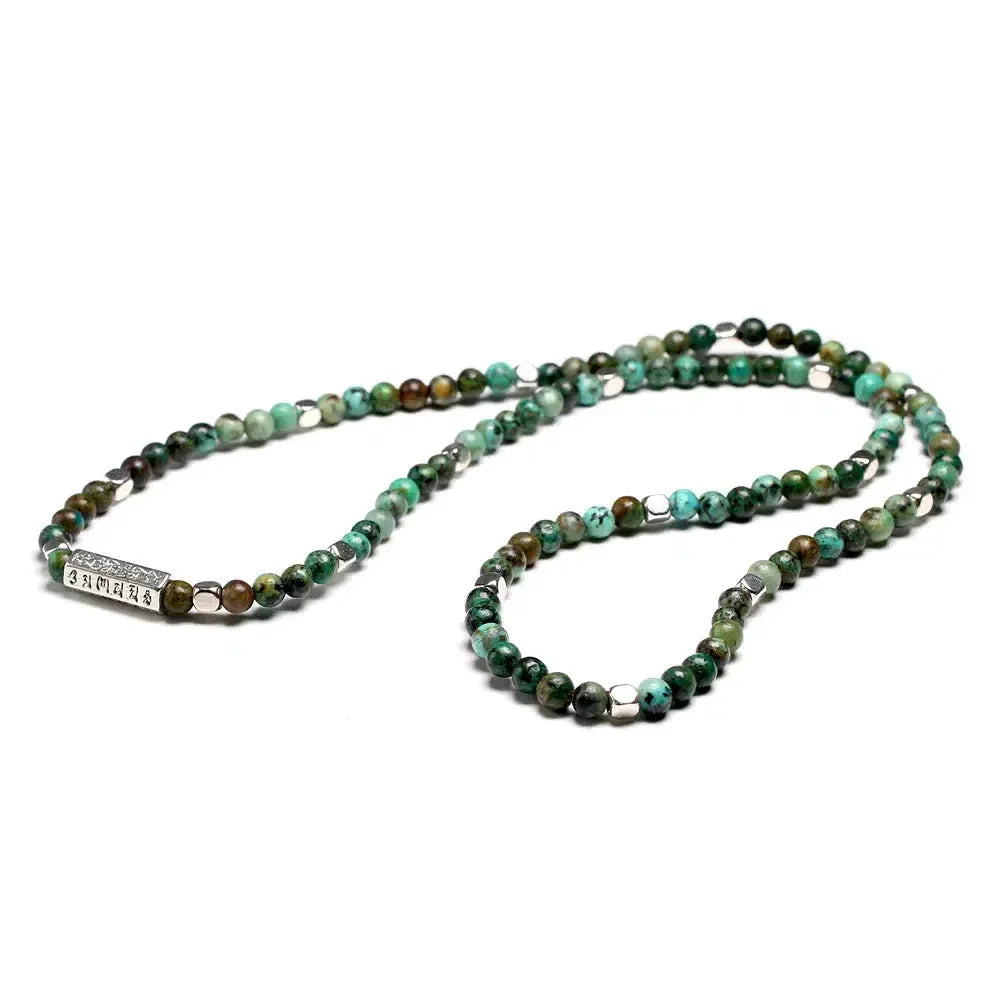 Mala 108 perles en pierre tibétaine de Turquoises africaines