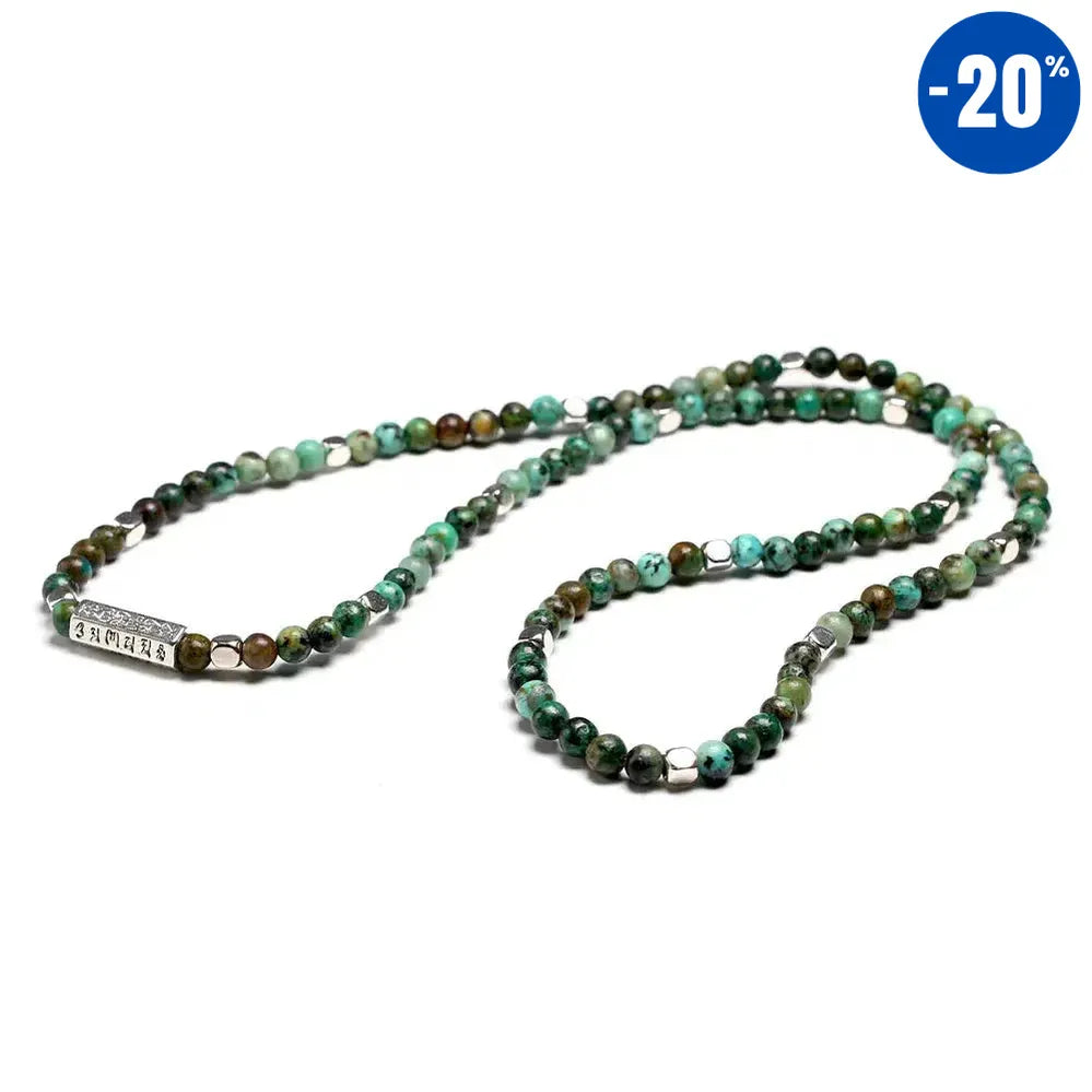 Mala 108 perles en pierre tibétaine de Turquoises africaines