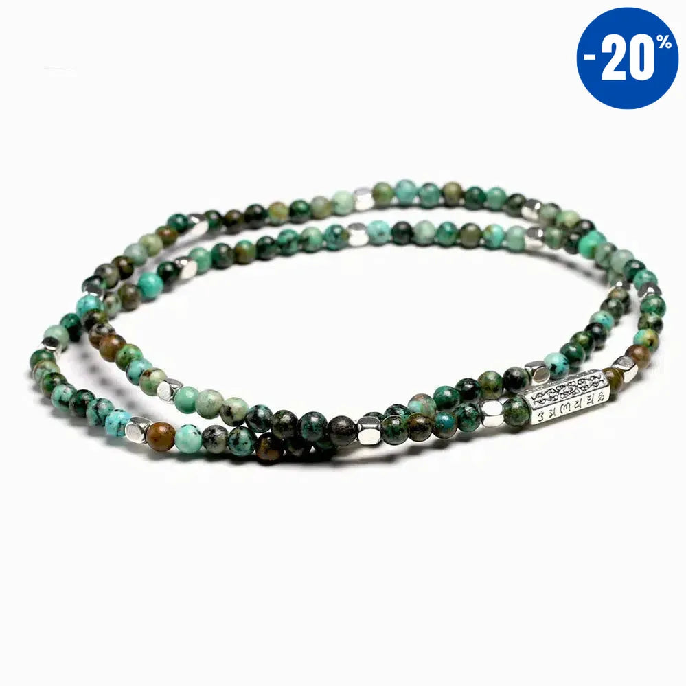 Mala 108 perles en pierre tibétaine de Turquoises africaines