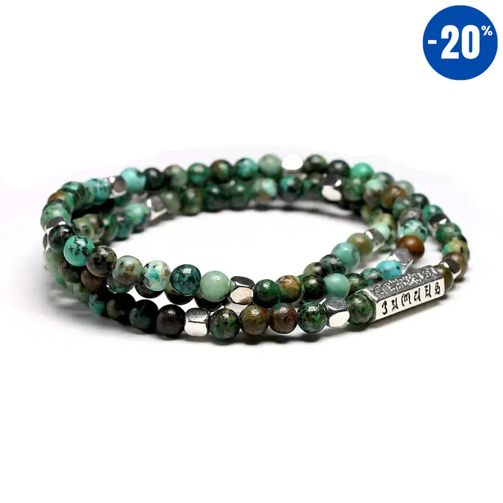 Mala 108 perles en pierre tibétaine de Turquoises africaines