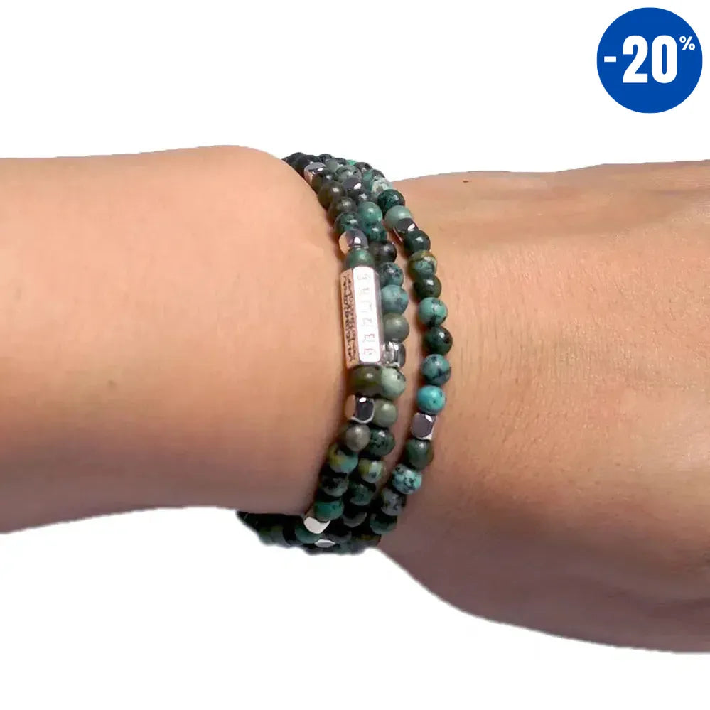 Mala 108 perles en pierre tibétaine de Turquoises africaines