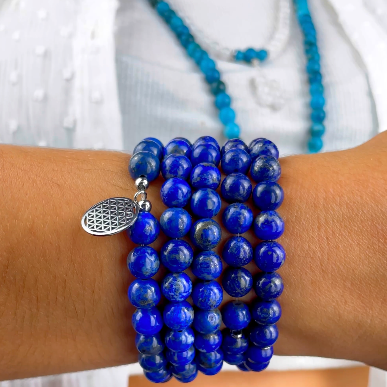 Mala "3ème Oeil" de 108 perles en Lapis Lazuli