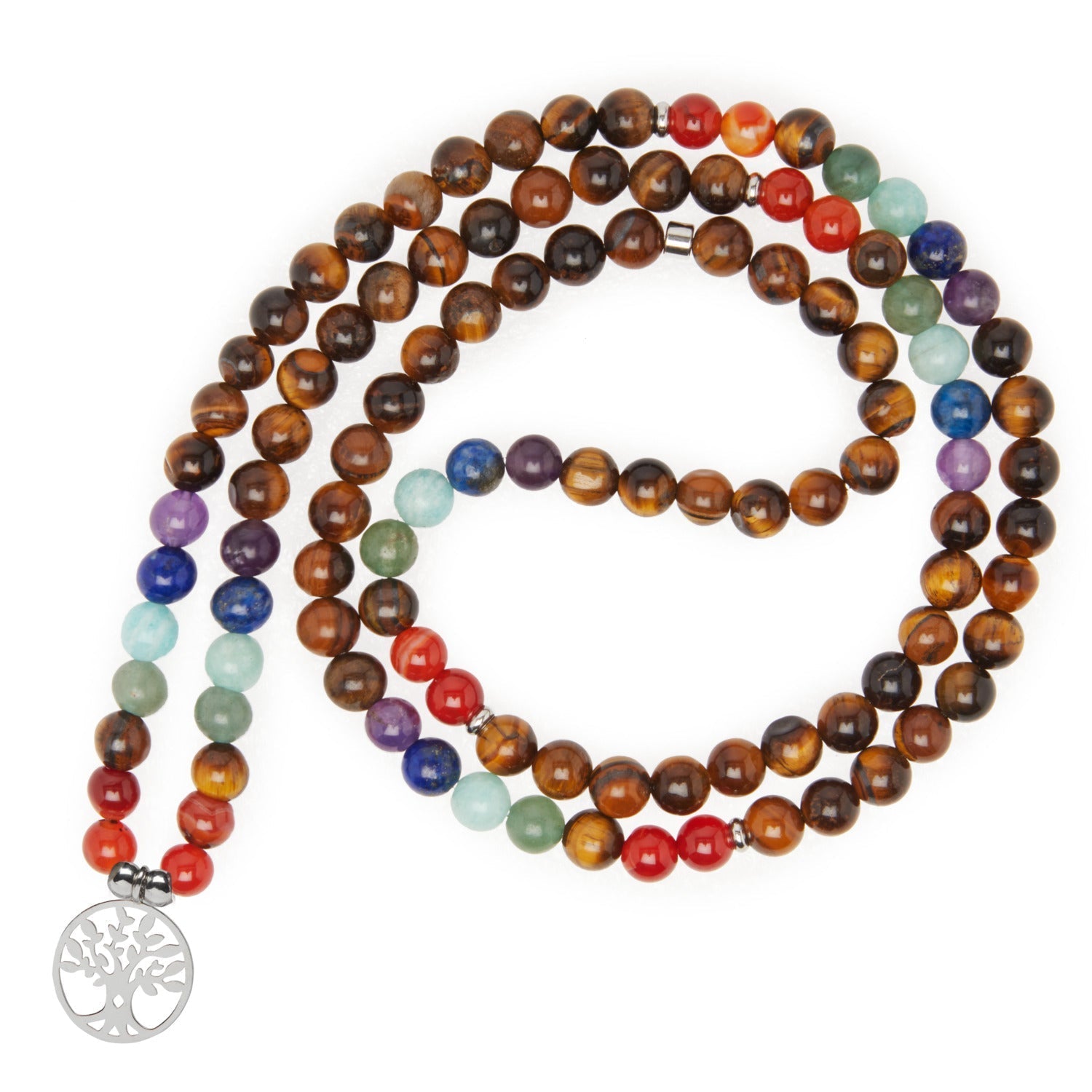Mala 7 Chakras de Guérison en Oeil de Tigre