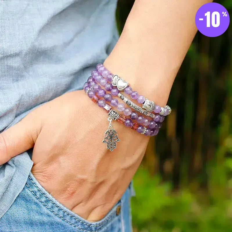 Mala de méditation 108 perles en Améthyste