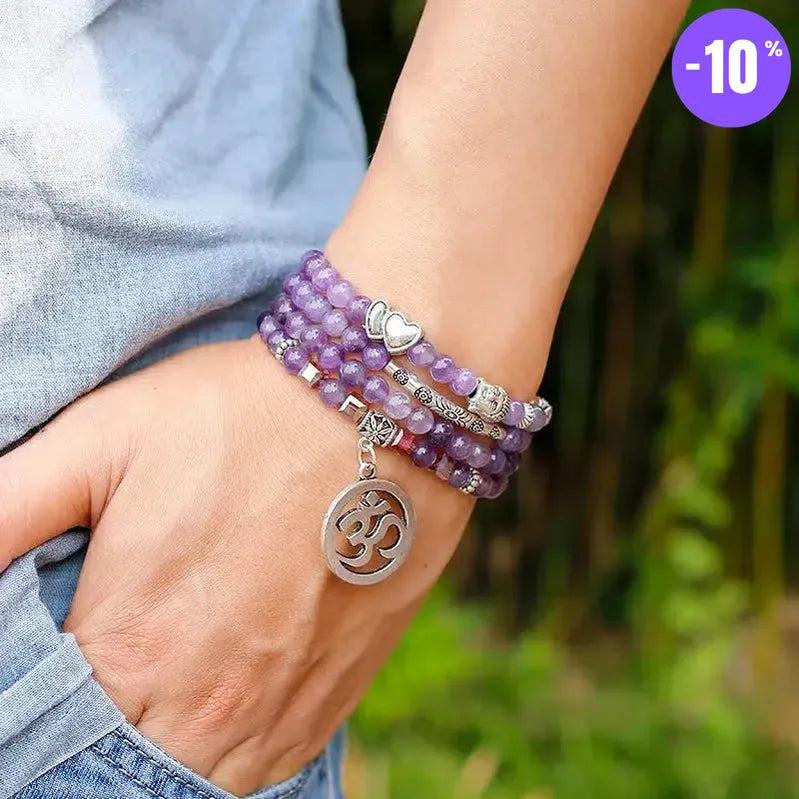 Mala de méditation 108 perles en Améthyste