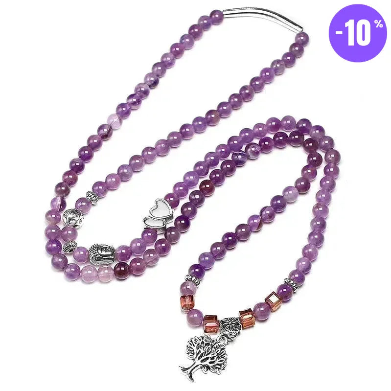 Mala de méditation 108 perles en Améthyste