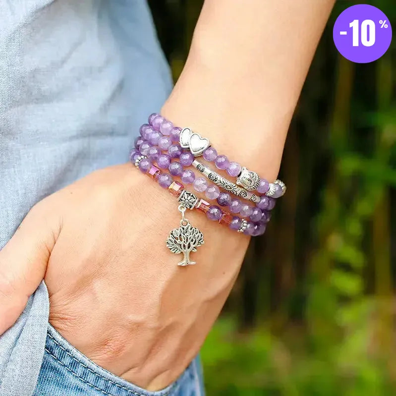 Mala de méditation 108 perles en Améthyste