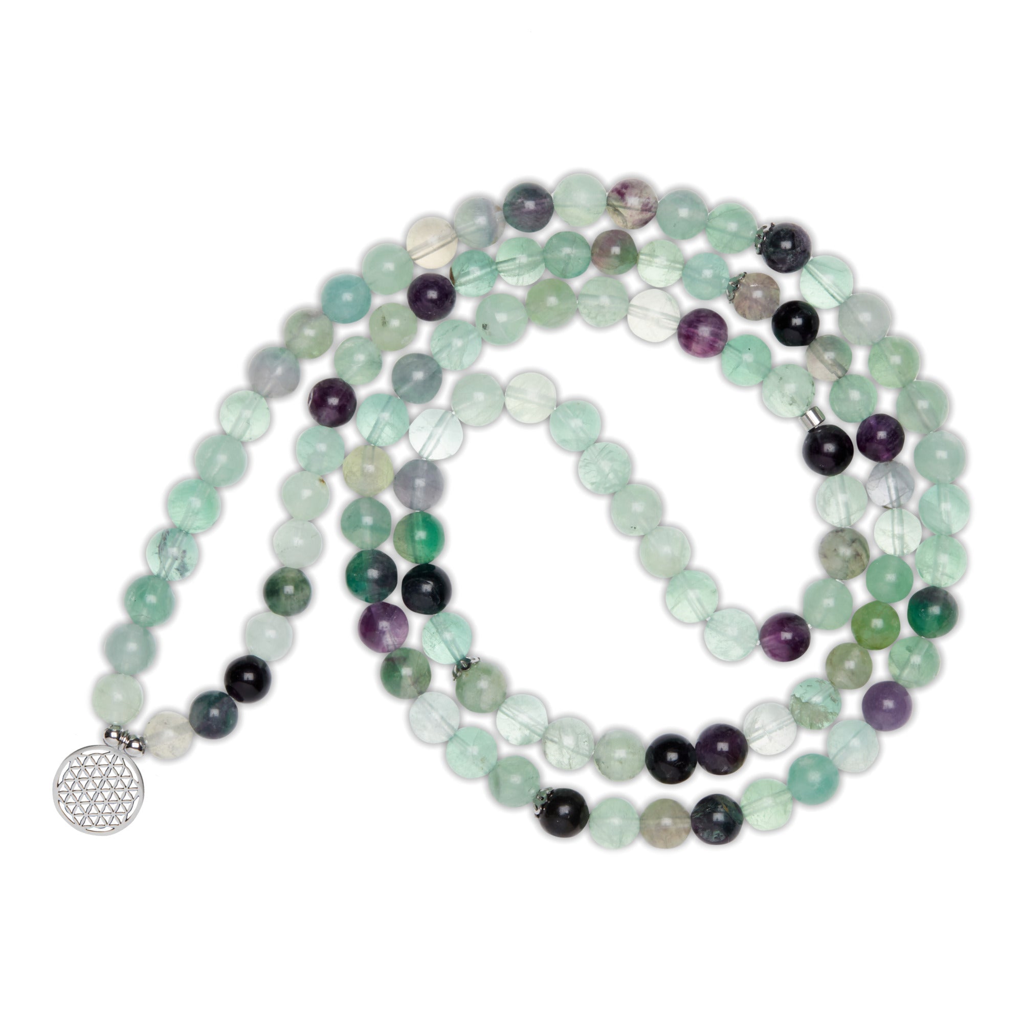 Mala "Génie" de 108 perles en Fluorite Arc-en-Ciel