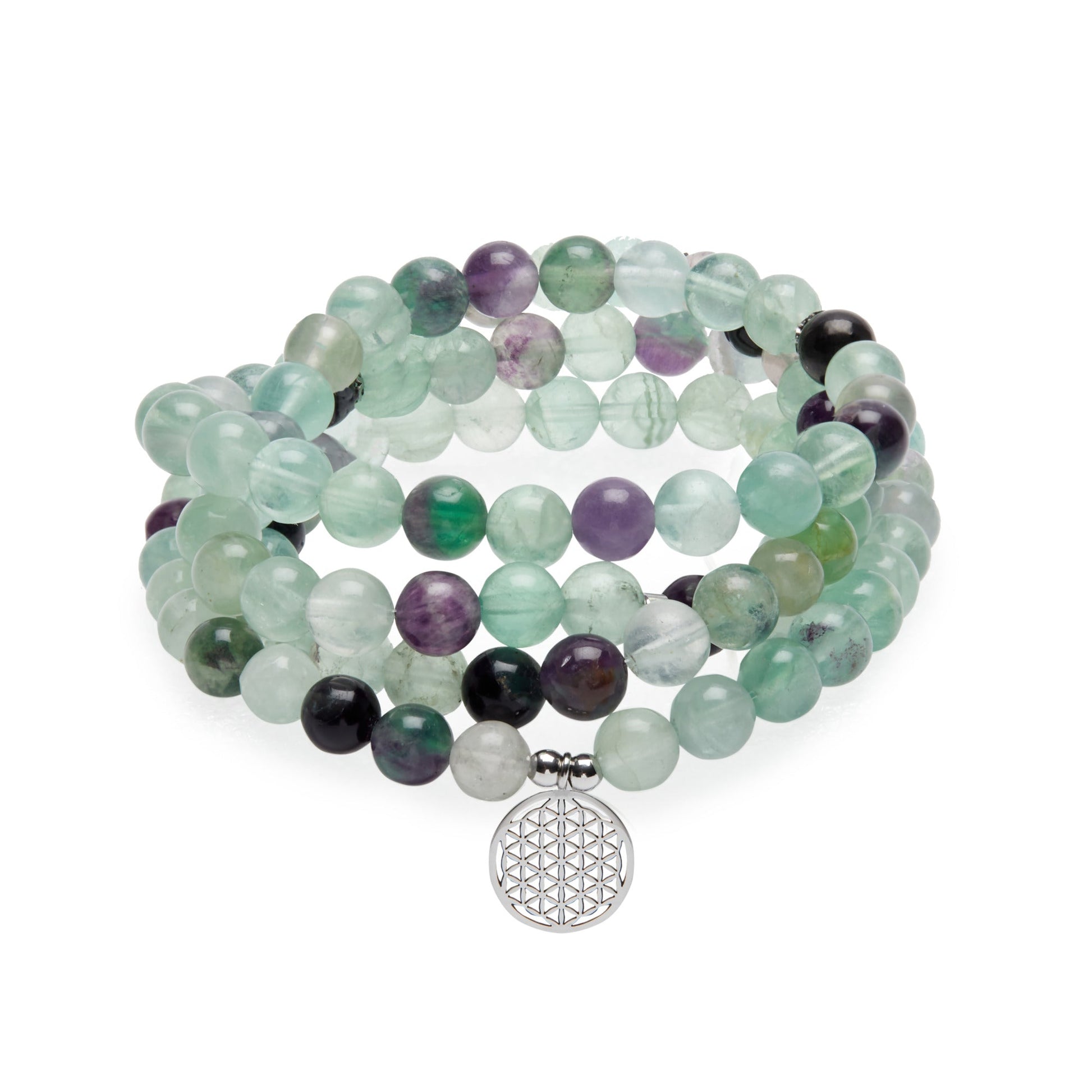 Mala "Génie" de 108 perles en Fluorite Arc-en-Ciel