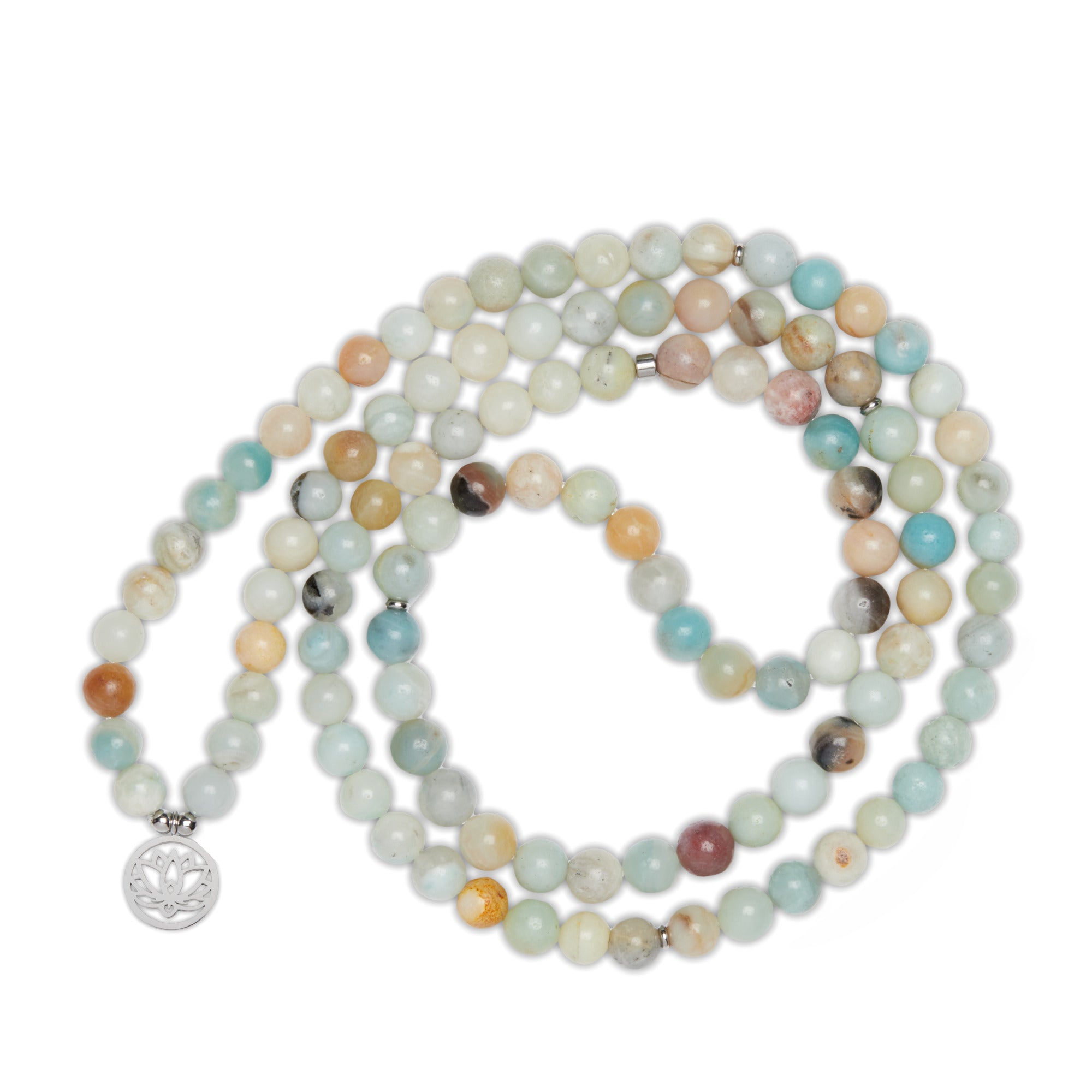 Mala "Lotus" de 108 perles en Amazonite