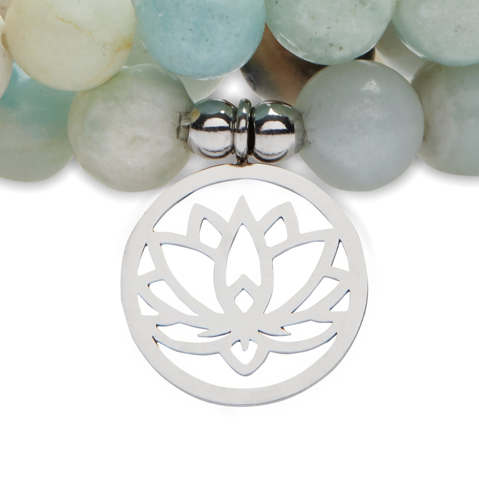 Mala "Lotus" de 108 perles en Amazonite