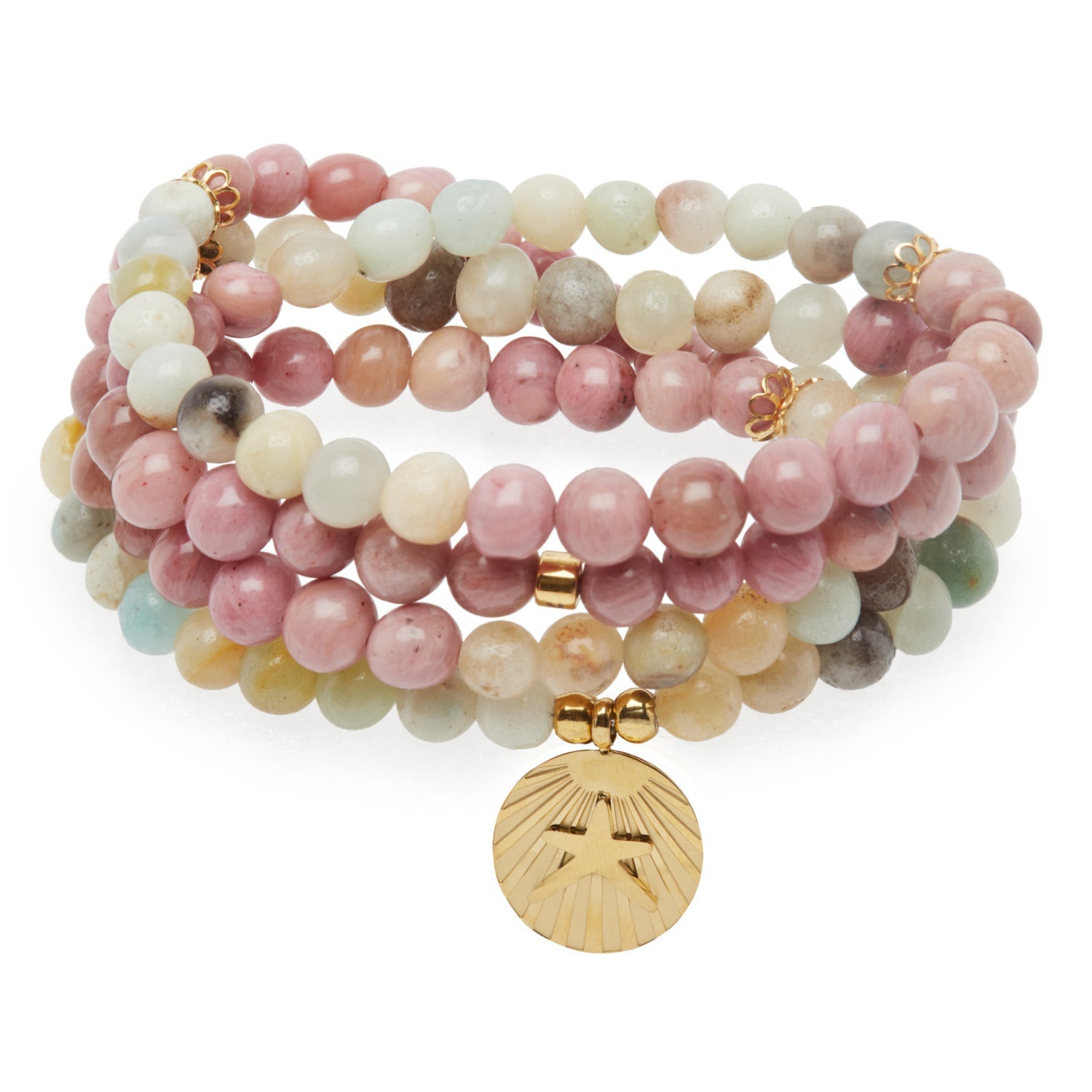 Mala "Océan" en Amazonite & Rhodochrosite