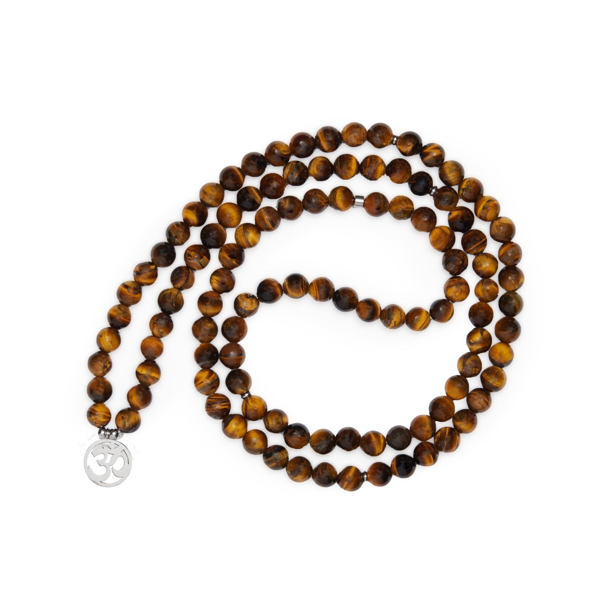 Mala "OM" de 108 perles en Oeil de Tigre