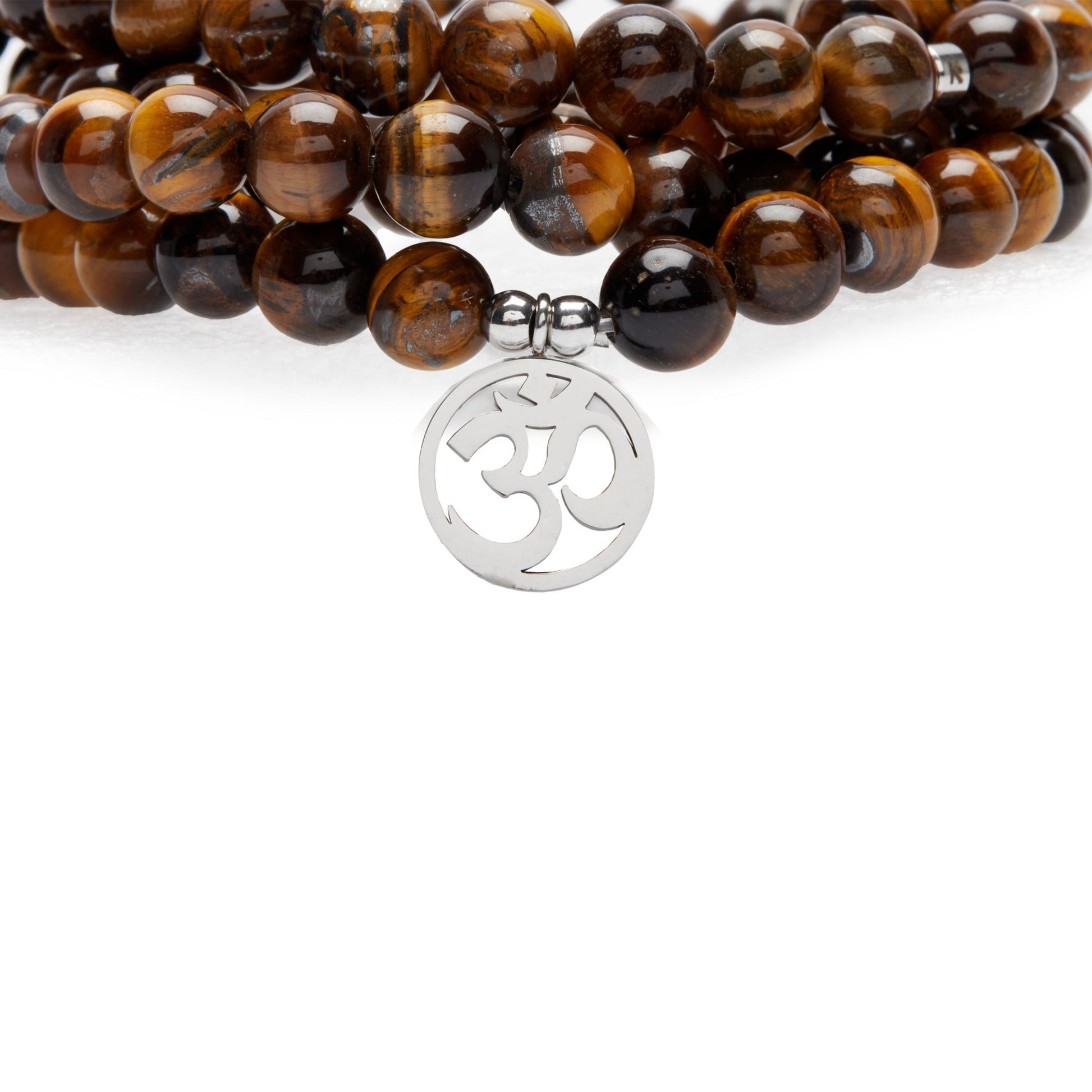 Mala "OM" de 108 perles en Oeil de Tigre