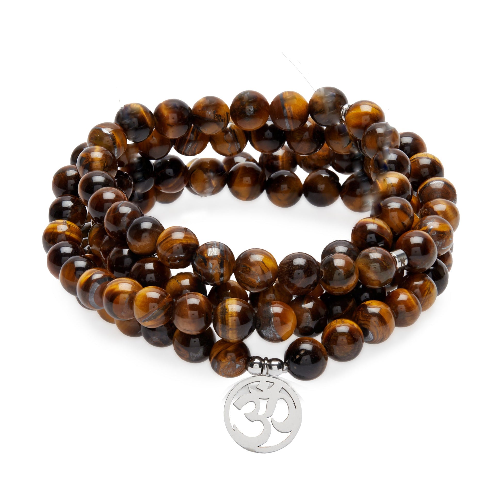 Mala "OM" de 108 perles en Oeil de Tigre