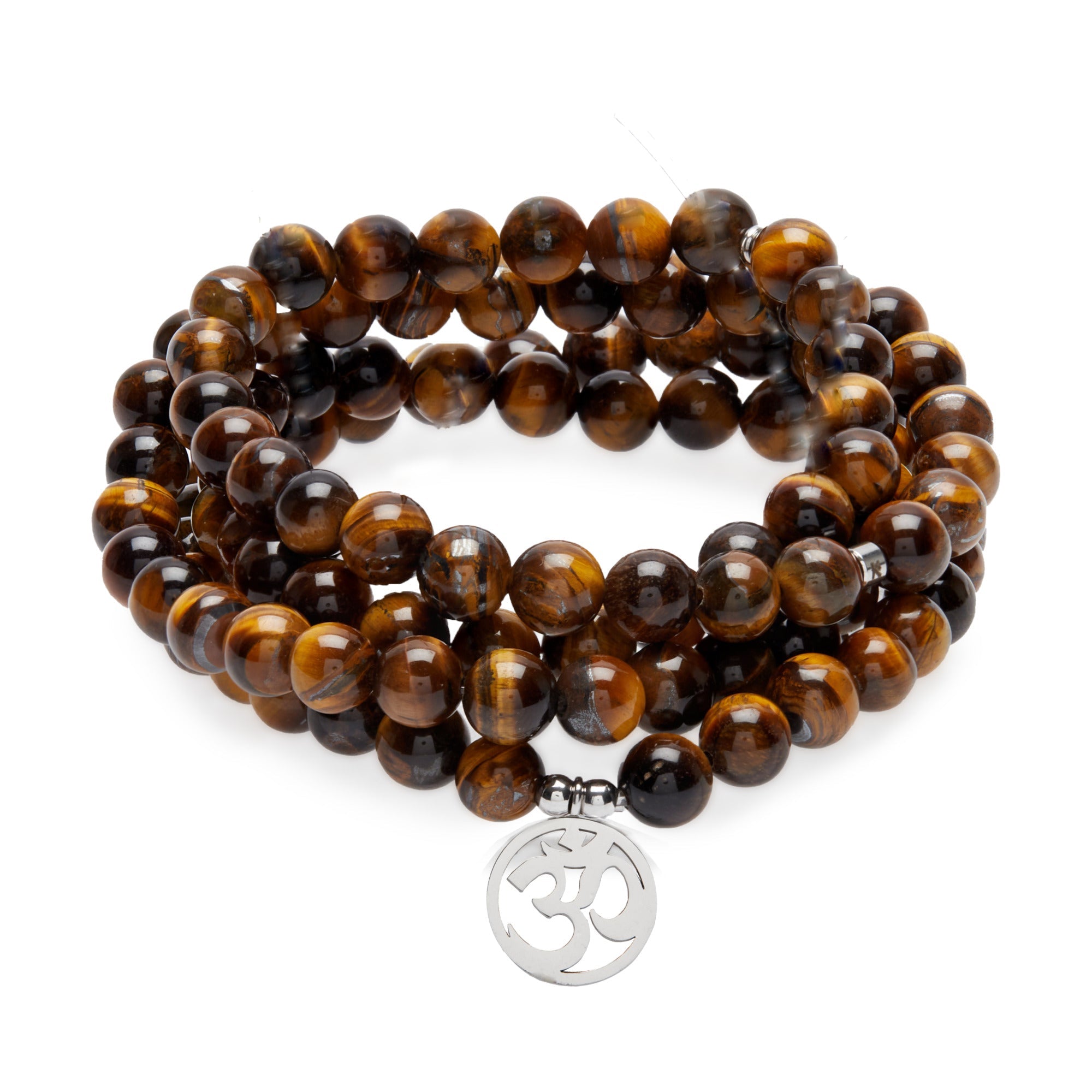 Mala "OM" de 108 perles en Oeil de Tigre