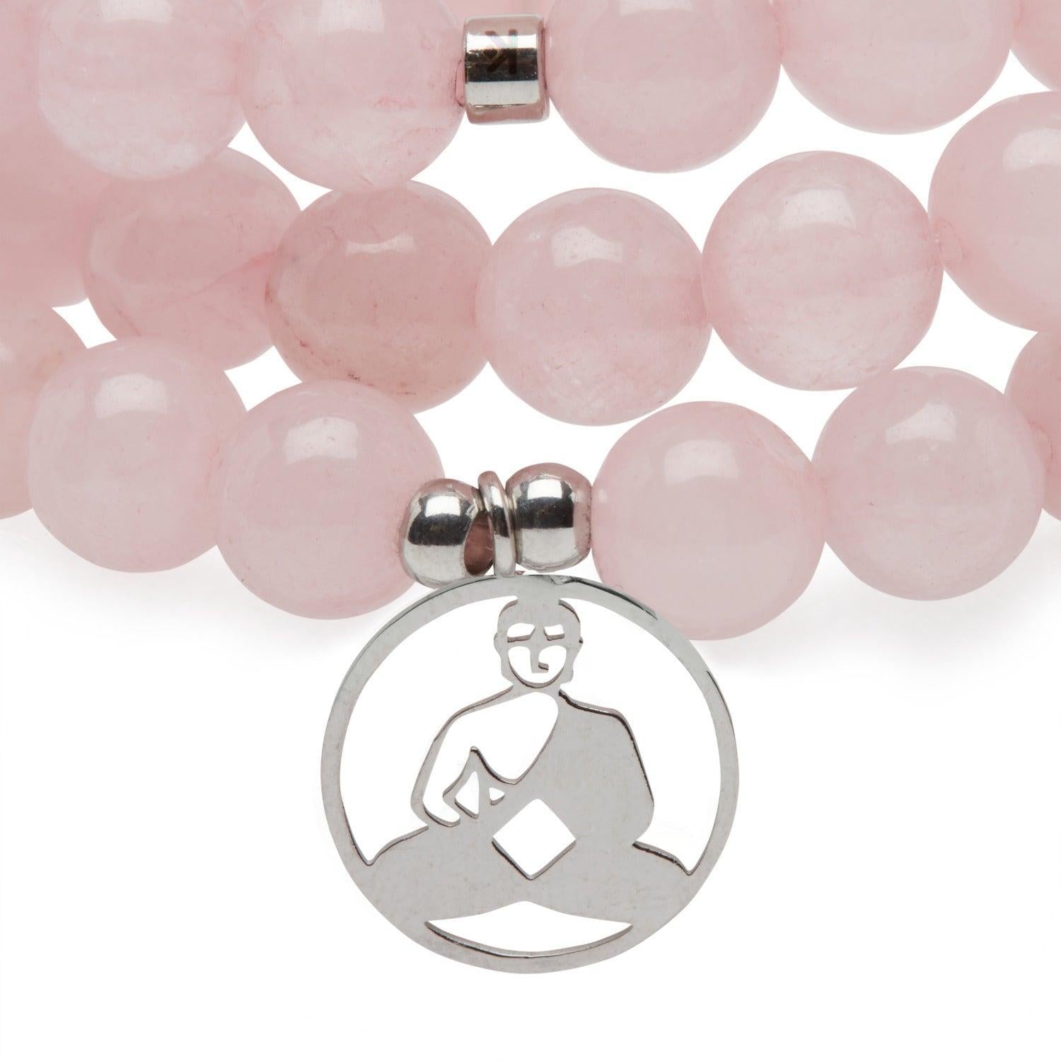 Mala "Réconfort & Amour de Bouddha" 108 perles en Quartz Rose