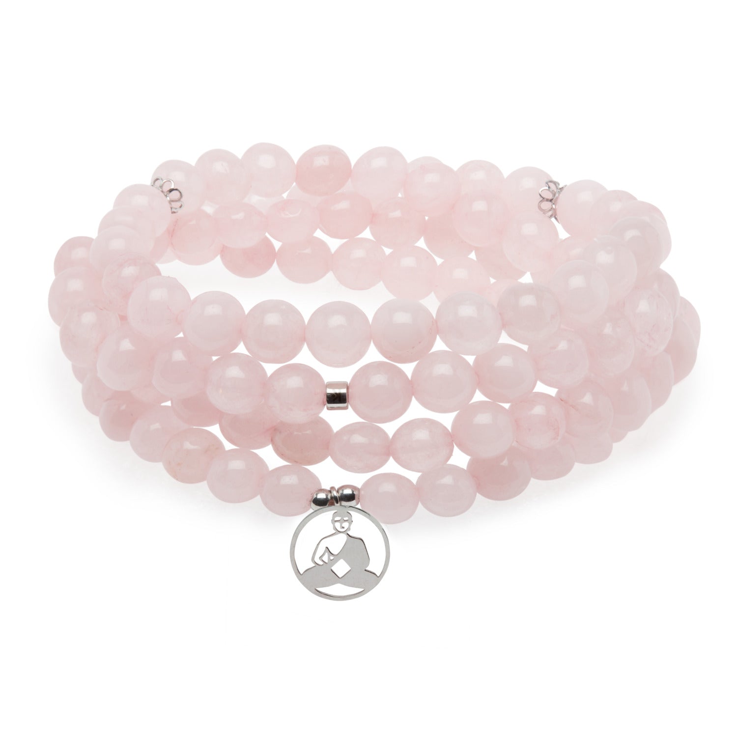 Mala "Réconfort & Amour de Bouddha" 108 perles en Quartz Rose