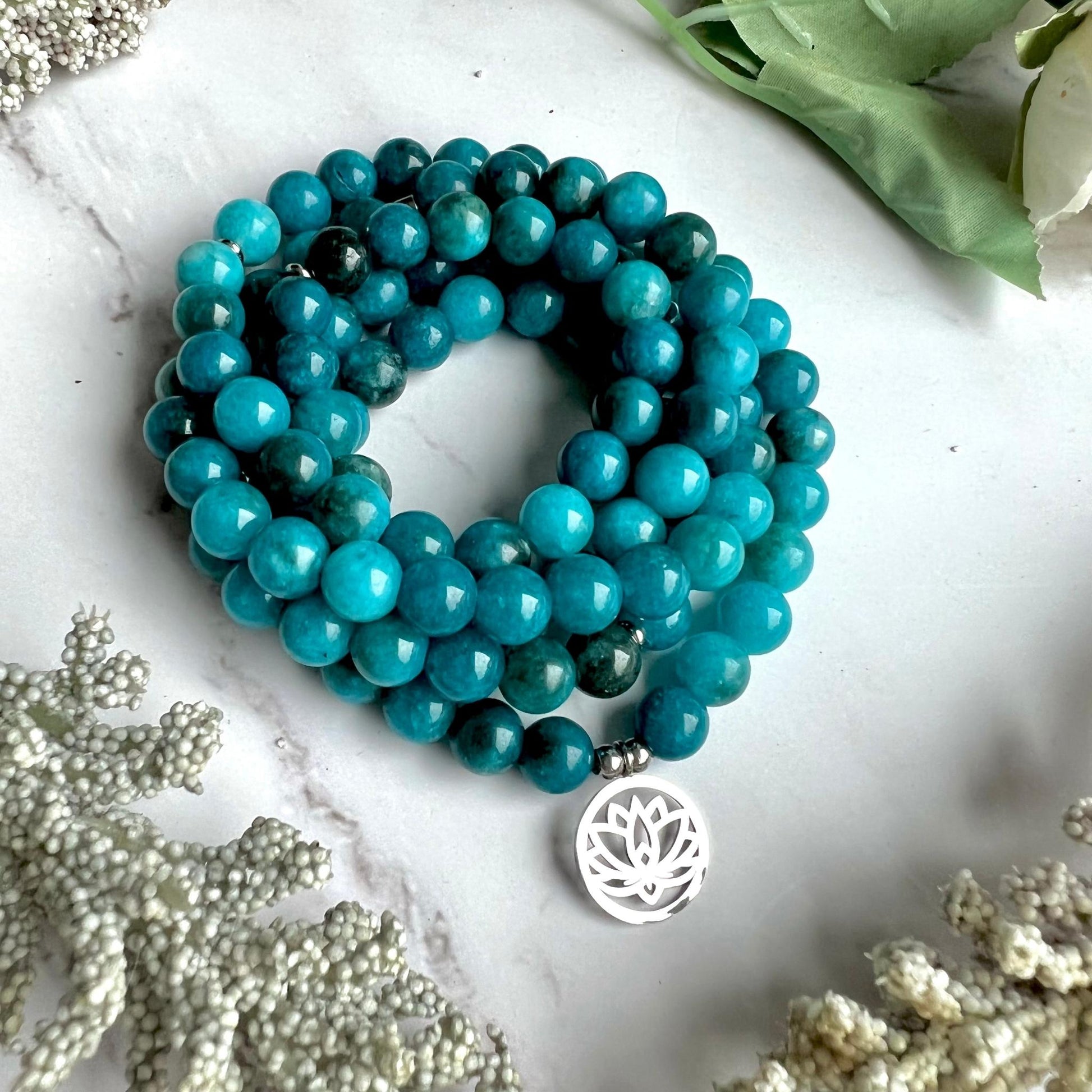 Mala "Révélation" de 108 perles en Apatite