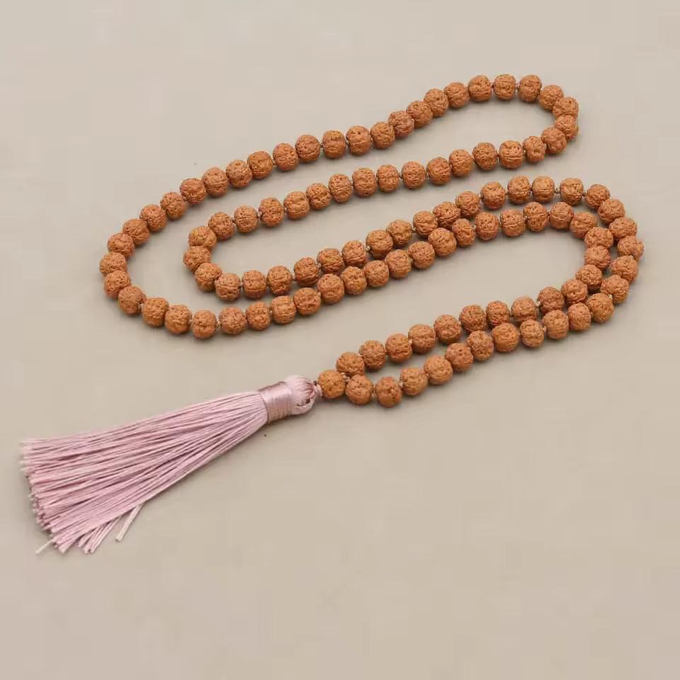 Mala tibétain en graines de Rudraksha de 108 perles