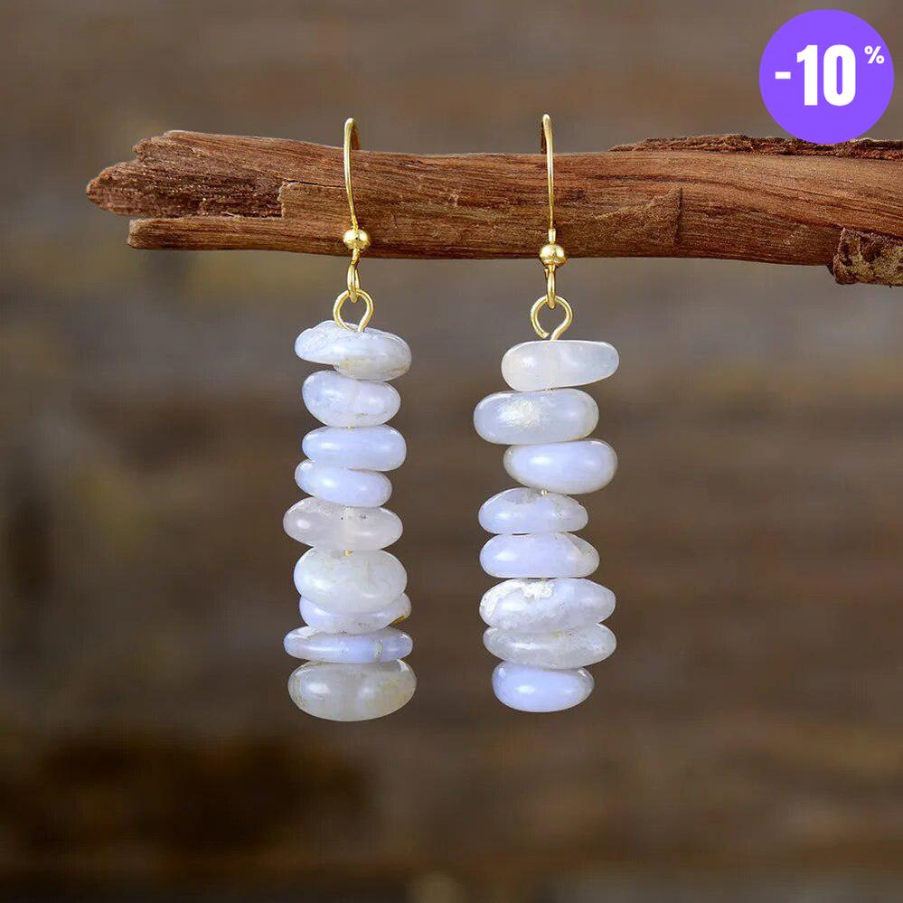 Paire de Boucles d'oreilles ethniques en pierres d' Agate