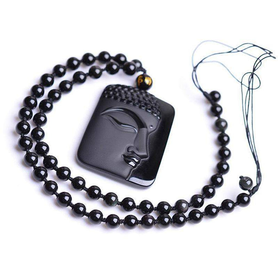 Pendentif Bouddha en Obsidienne Noire