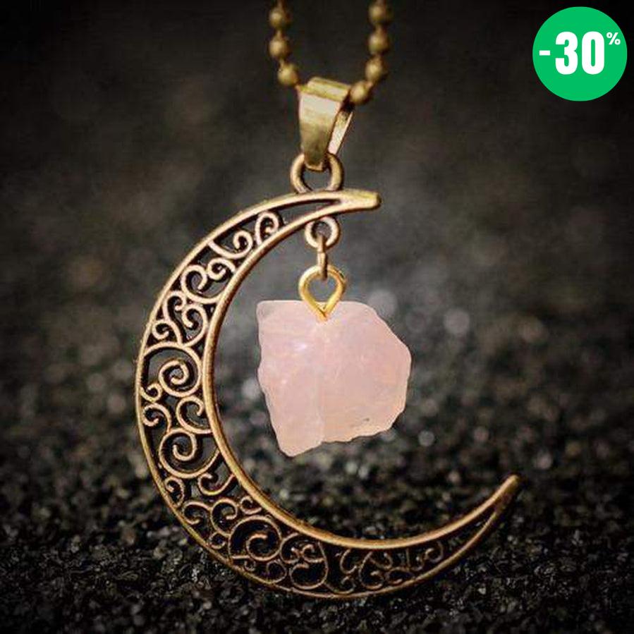 Pendentif demi lune avec pierre brut