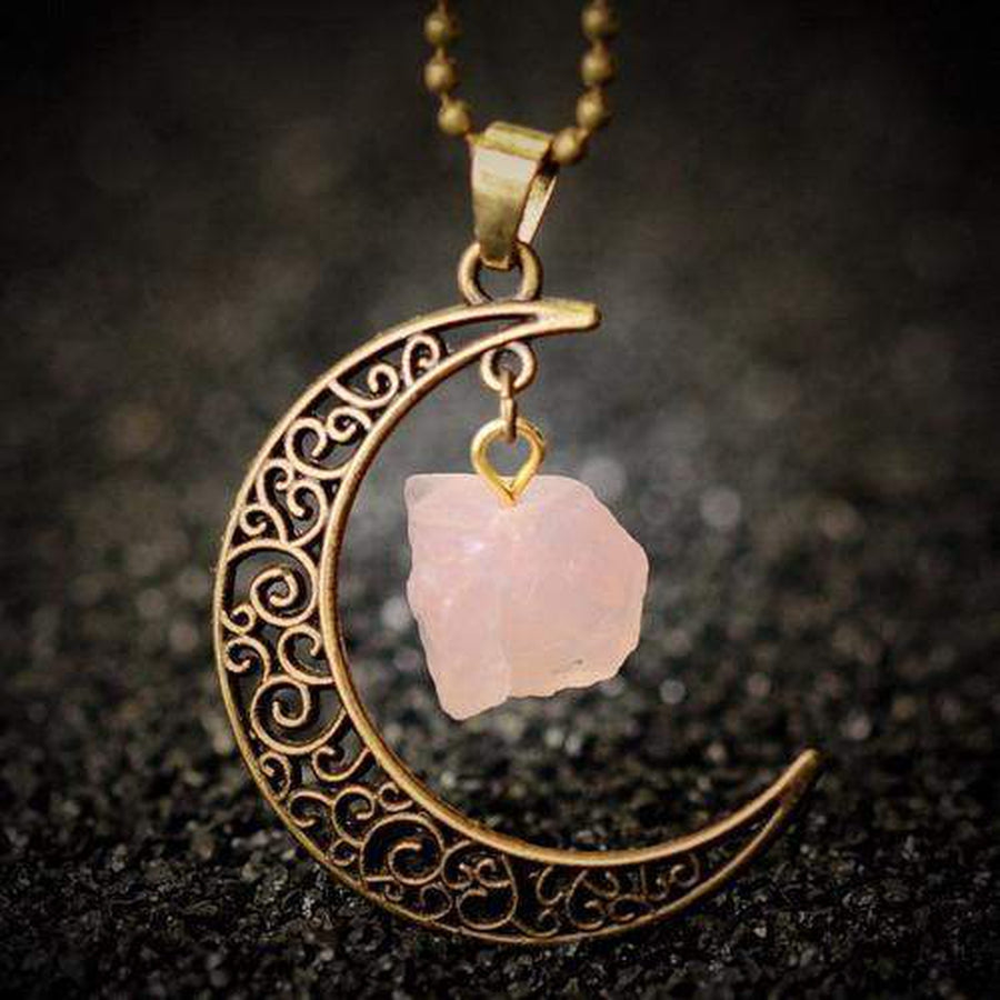 Pendentif demi lune avec pierre brut