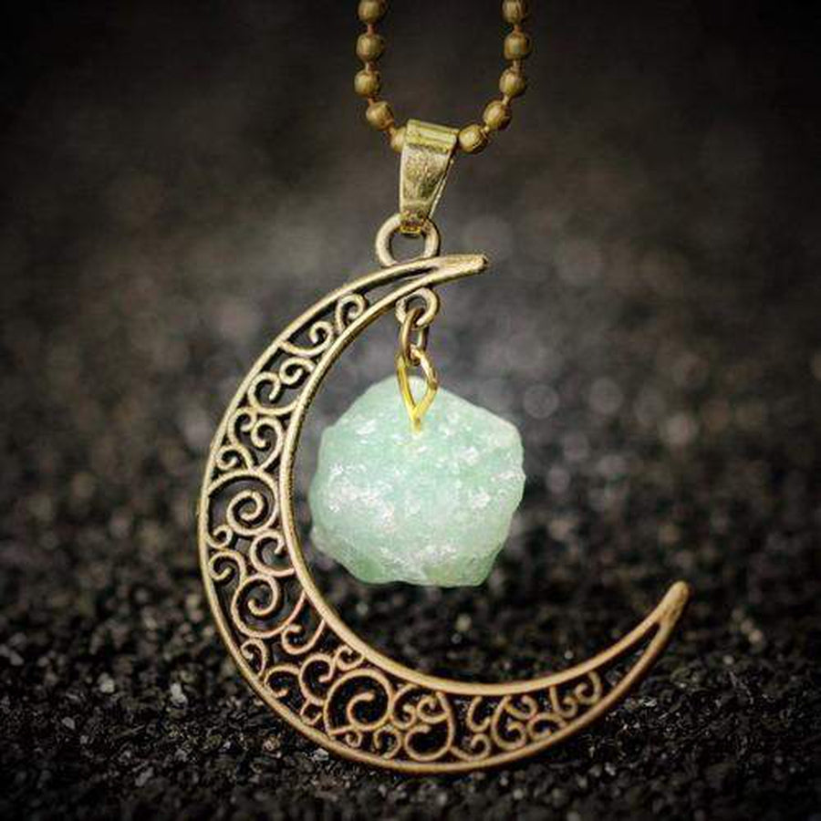 Pendentif demi lune avec pierre brut