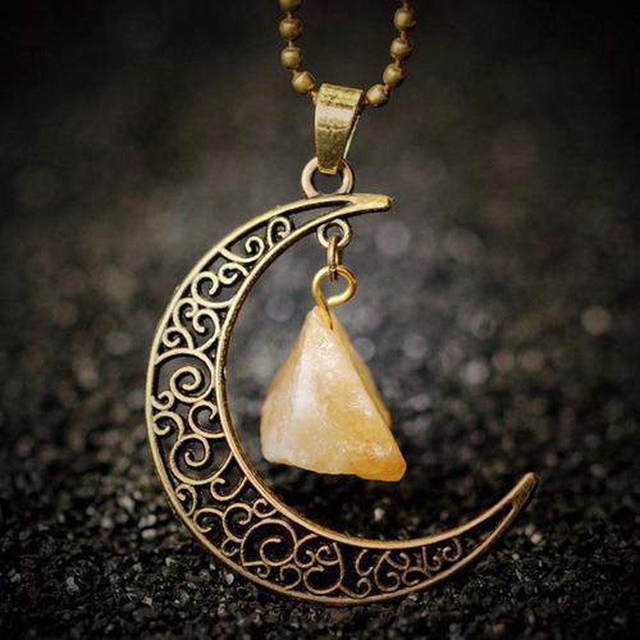 Pendentif demi lune avec pierre brut