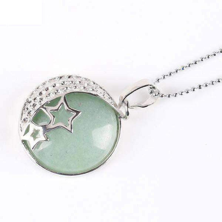 Pendentif demi lune, étoiles et pierre