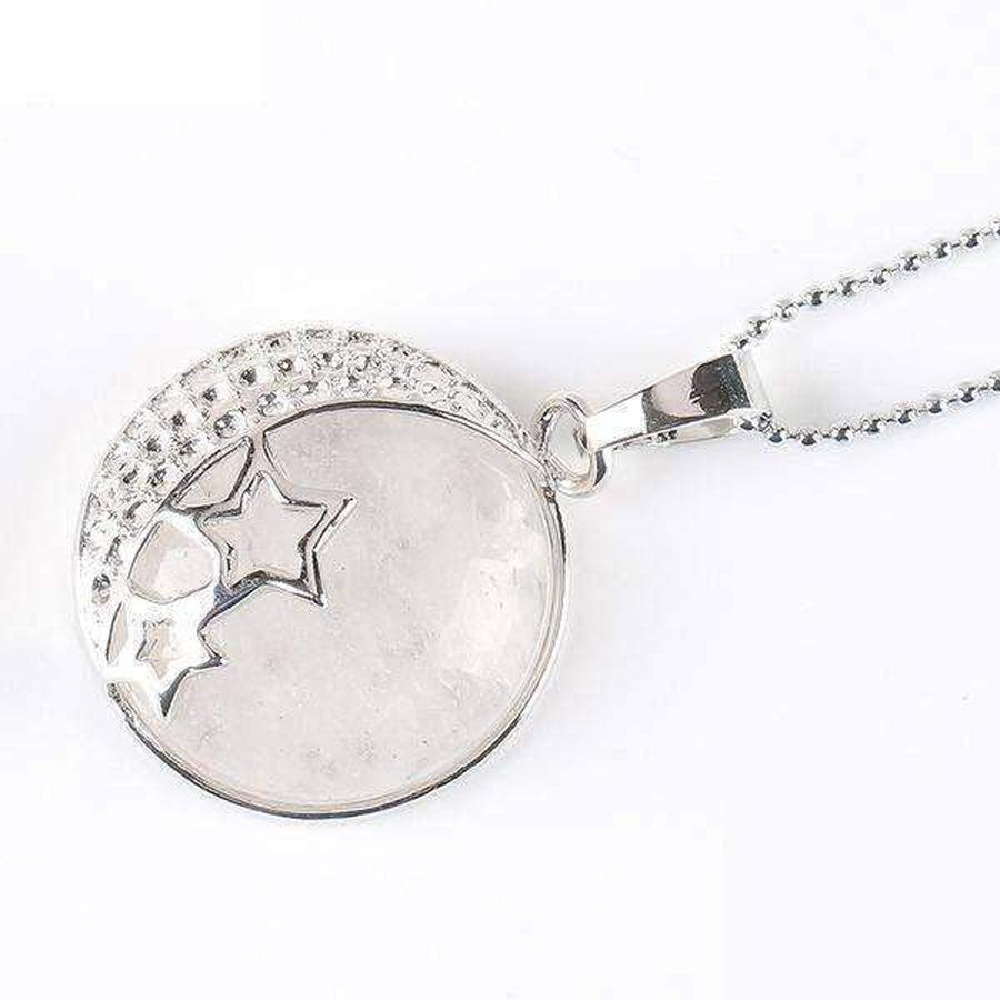 Pendentif demi lune, étoiles et pierre