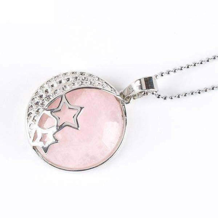 Pendentif demi lune, étoiles et pierre