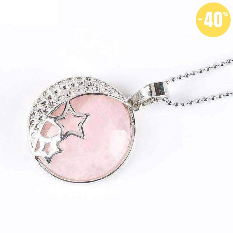 Pendentif demi lune, étoiles et pierre