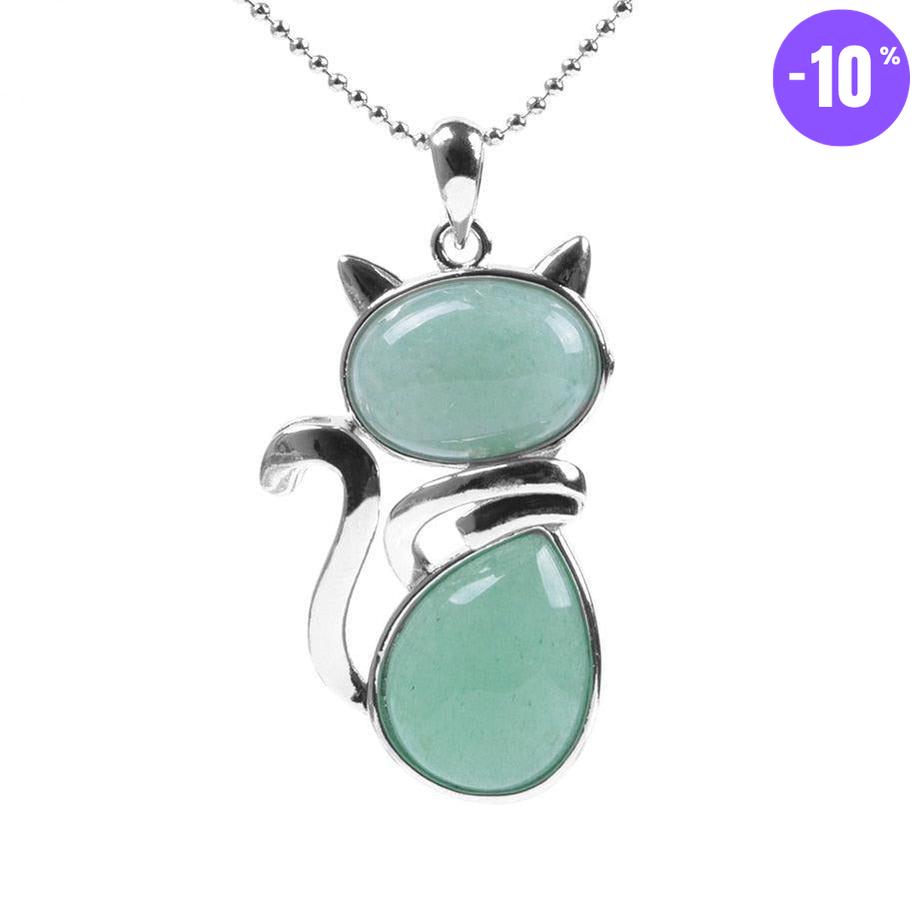 Pendentif en forme de chat en Acier Inoxydable et Pierre