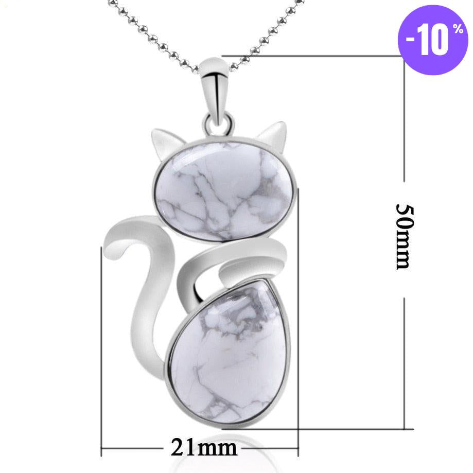 Pendentif en forme de chat en Acier Inoxydable et Pierre