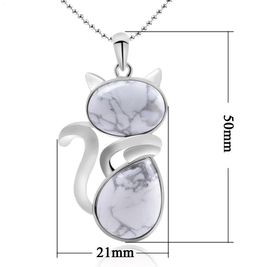 Pendentif en forme de chat en Acier Inoxydable et Pierre