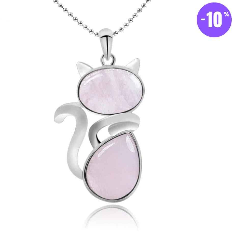Pendentif en forme de chat en Acier Inoxydable et Pierre