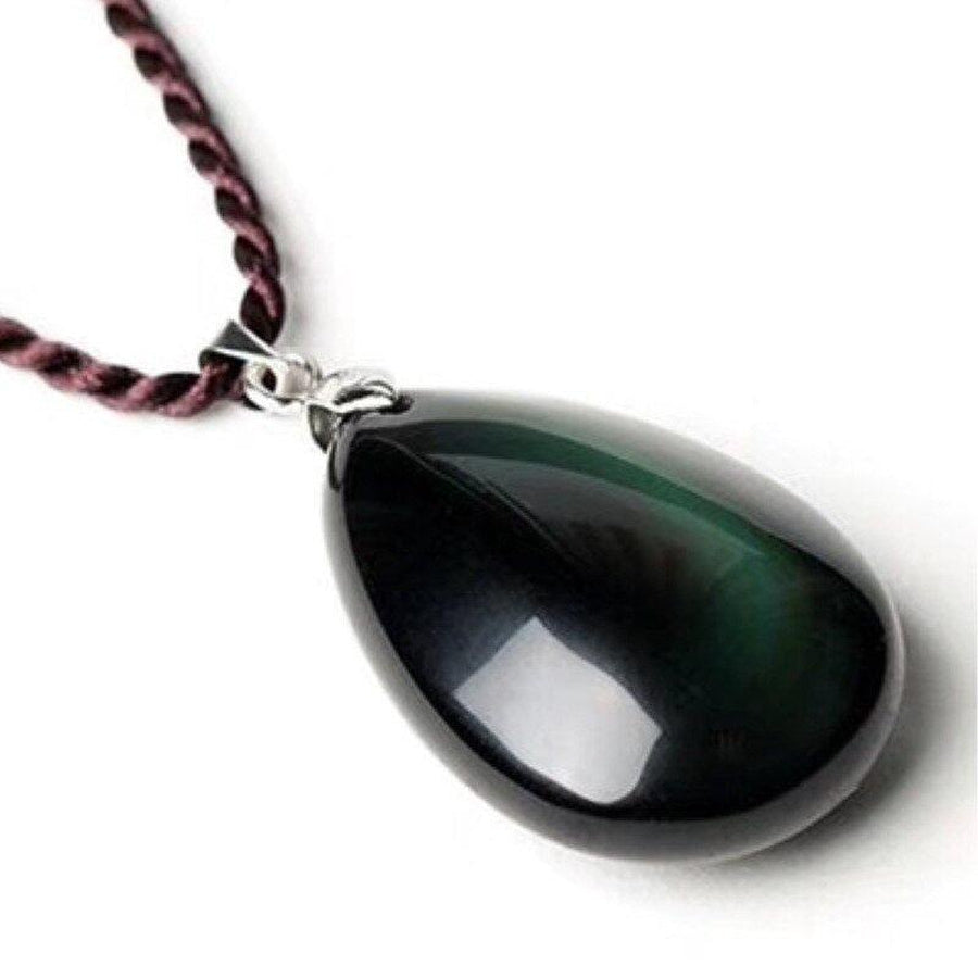 Pendentif goutte d'eau en obsidienne noire