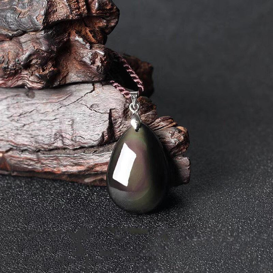 Pendentif goutte d'eau en obsidienne noire