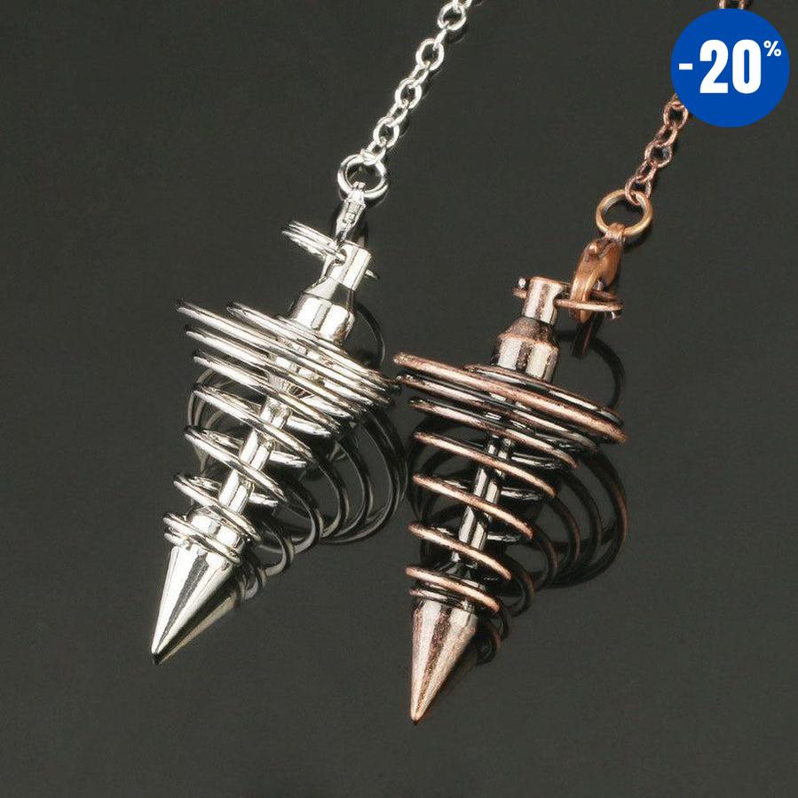 Pendule Reiki antique en spirale cône