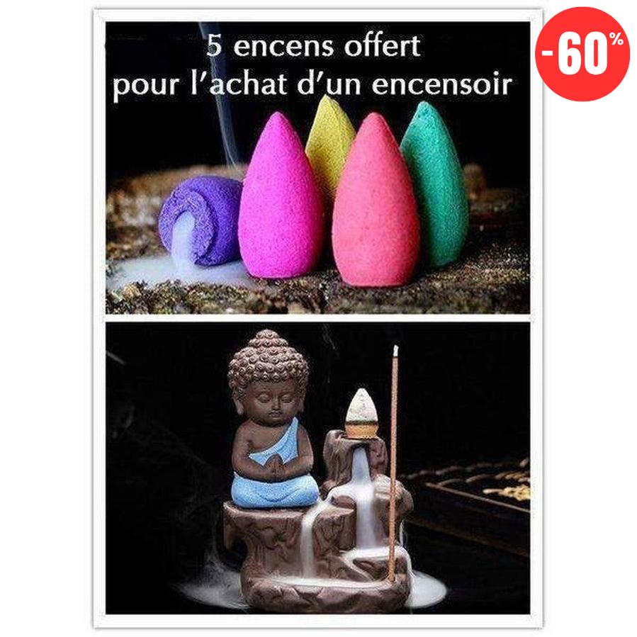 Petit encensoir cascade zen Bouddha en céramique