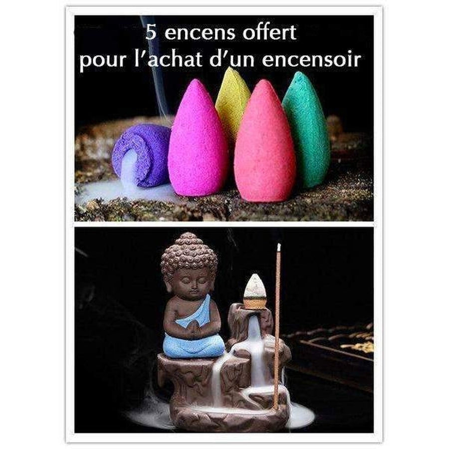 Petit encensoir cascade zen Bouddha en céramique