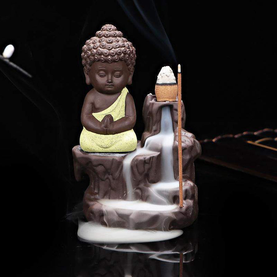 Petit encensoir cascade zen Bouddha en céramique