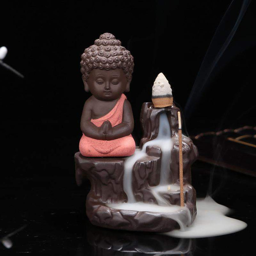 Petit encensoir cascade zen Bouddha en céramique